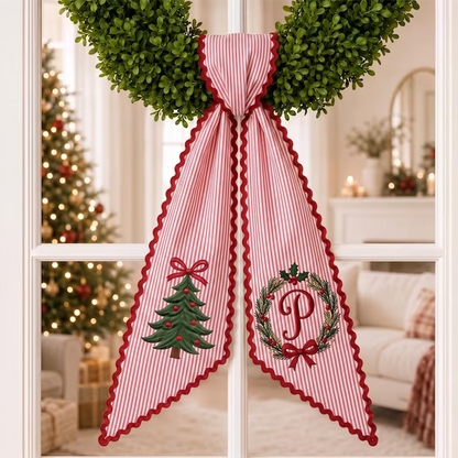 Custom Christmas Tree Name Wreath Sash