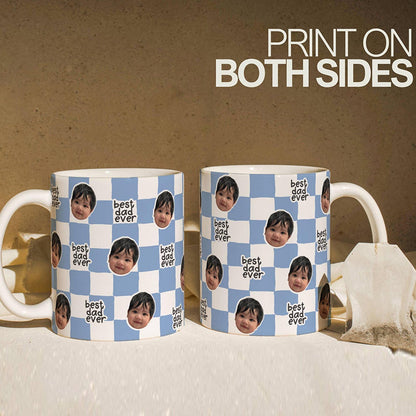 Best Dad Ever Custom Baby Photo Retro Mug, Personalized Father's Day Gift