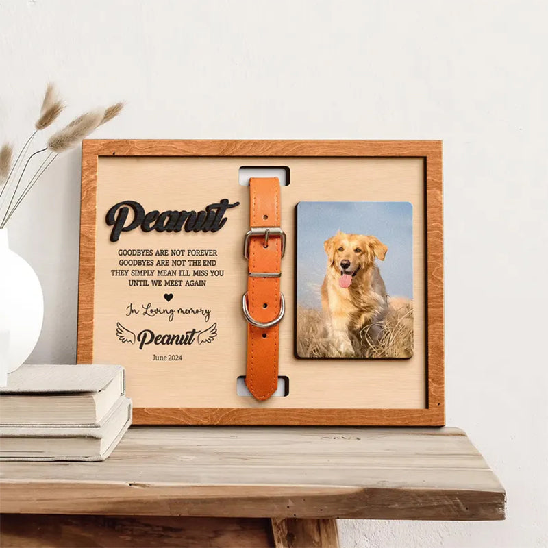 Personalized Dog Memorial Wood Frame With Collar Holder