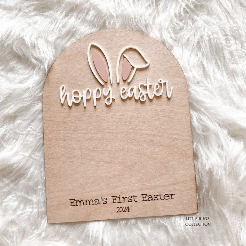 our little bunny easter sign, baby's first easter sign, baby footprint keepsake,