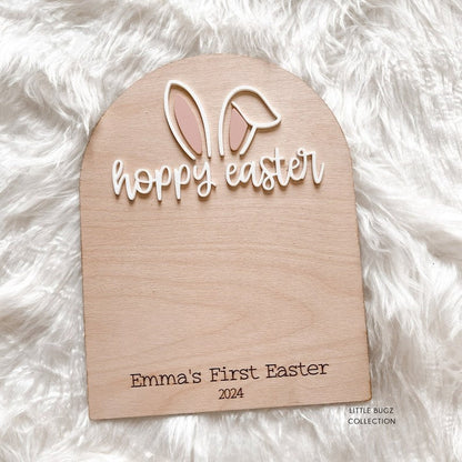 our little bunny easter sign, baby's first easter sign, baby footprint keepsake,