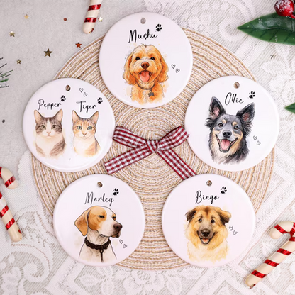 Personalized Watercolor Pet Photo Ornament: Custom Memorial Keepsake
