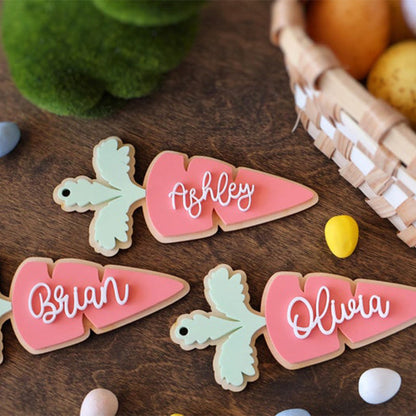 Personalized Easter Basket Name Tag: Acrylic Carrot Charm for Kids