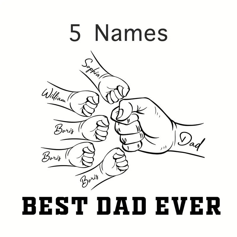 Personalized Dad And Kids Hands Engraved Leather Wallet
