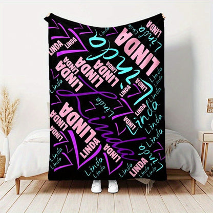 Custom Name or Text Blanket - Soft Polyester, All-Season Picnic Mat