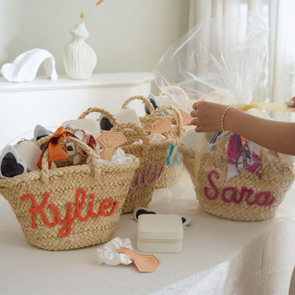 Personalized Beach Bag, Custom Straw HandBag, Bridesmaid Gifts
