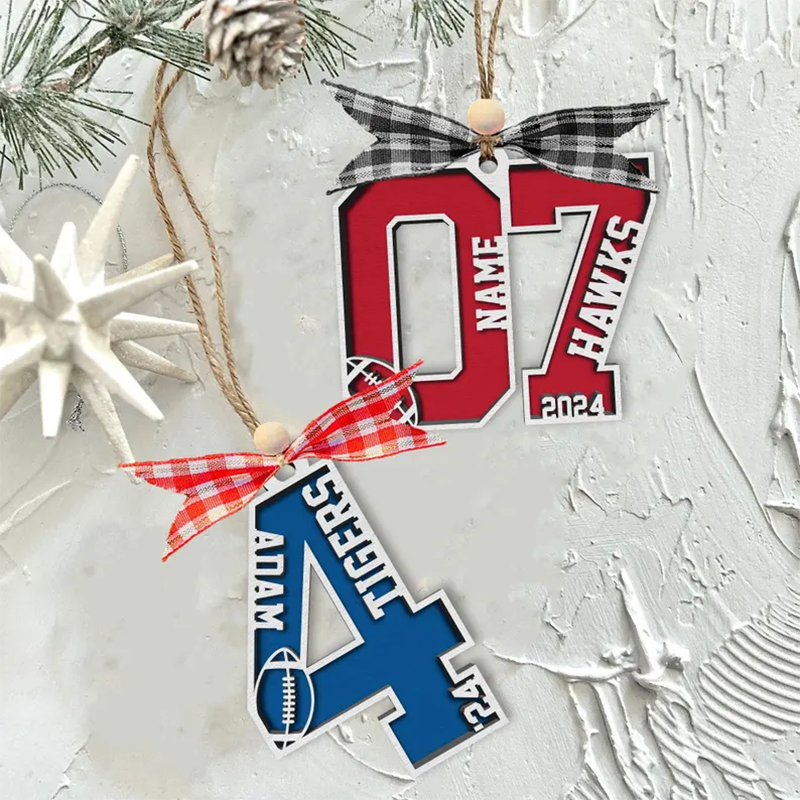 Football Number Christmas Ornament, Football Gifts