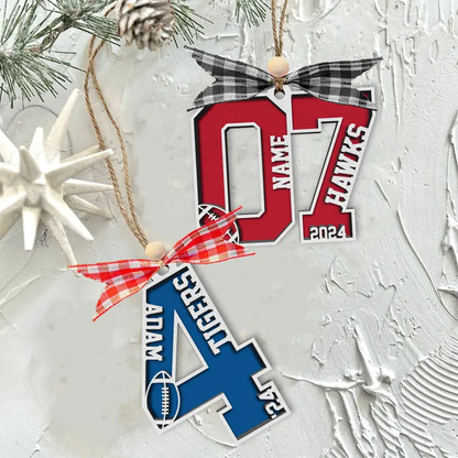 Football Number Christmas Ornament, Football Gifts