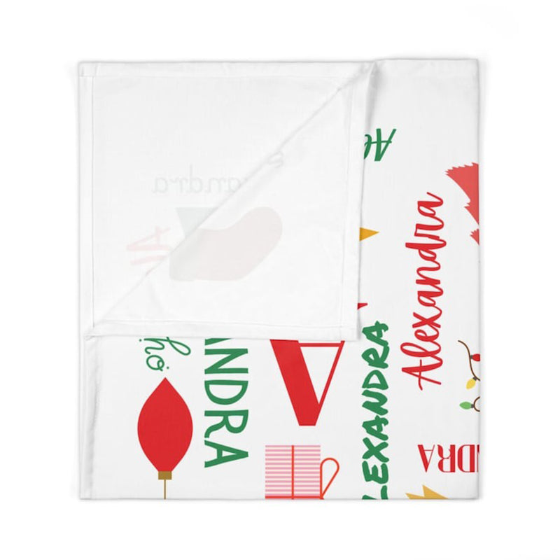 First Christmas - Baby Swaddle Blanket with Name