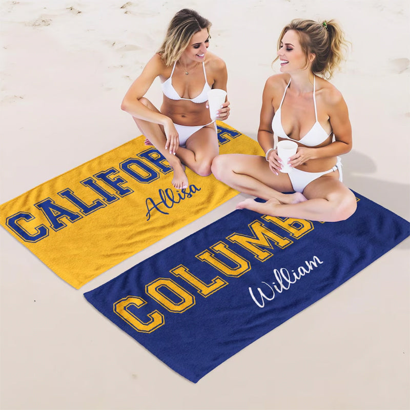 Custom College Beach Towel, Graduation Gift, Baseball Team