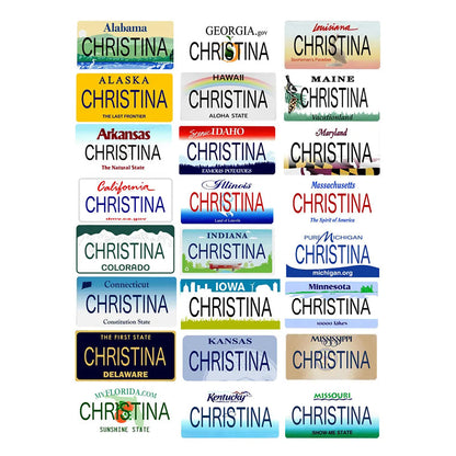 Personalized State Mini License Plate, Kids Vanity Plate