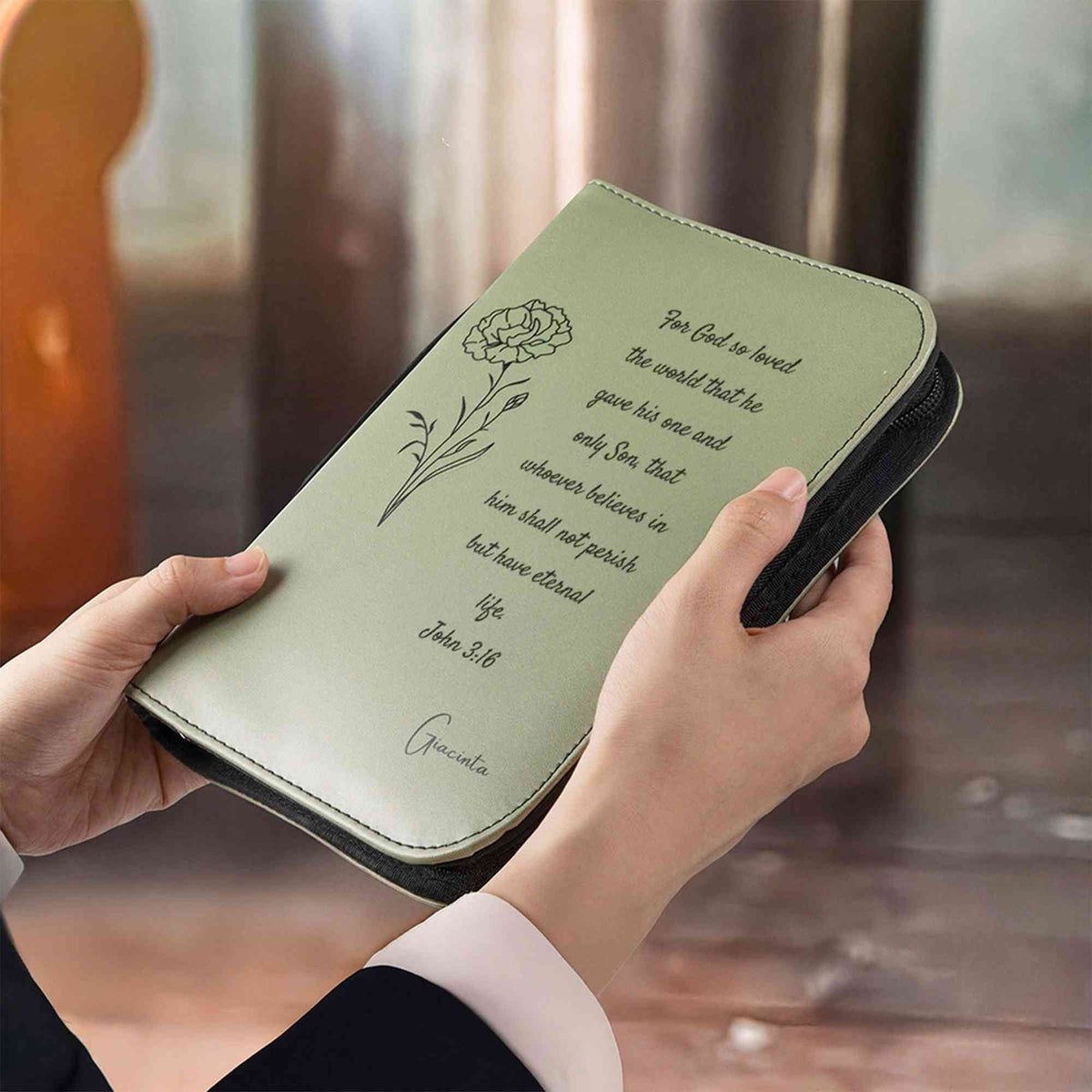 Custom Faux Leather Bible Cover: Engraved Religious Gift