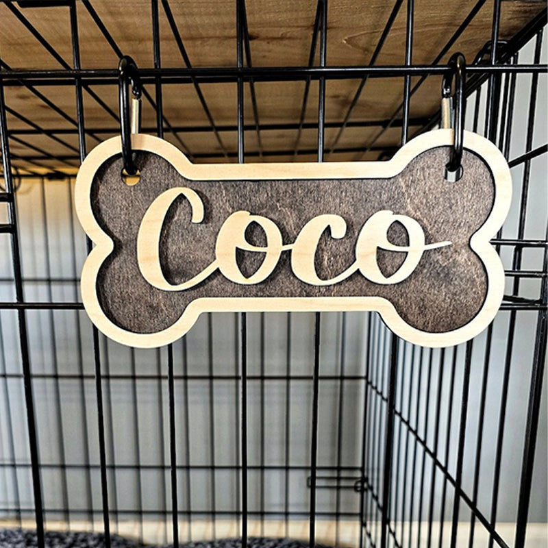 Personalized Crate Sign, Custom Dog Decor, Hanging Crate Sign, Dog Bone Sign