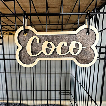 Personalized Crate Sign, Custom Dog Decor, Hanging Crate Sign, Dog Bone Sign