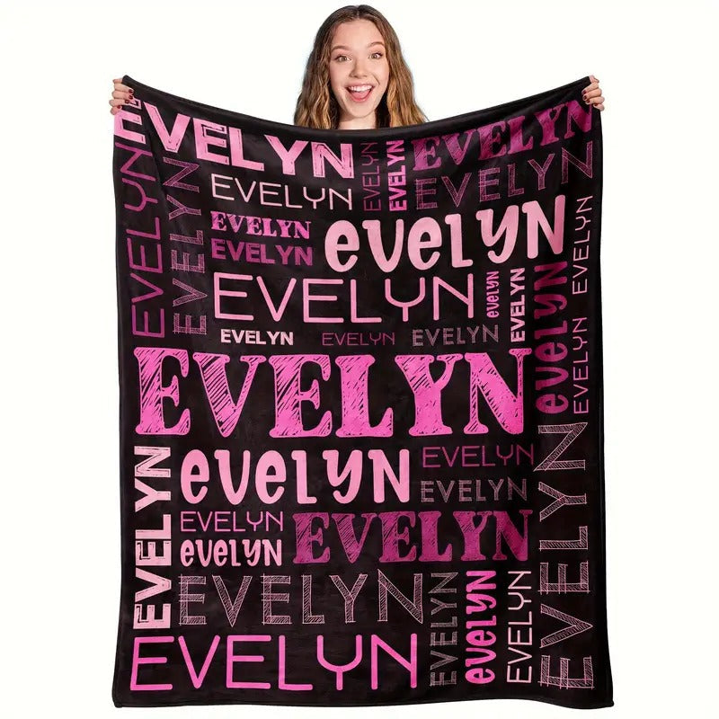 Custom Name Flannel Blanket - Contemporary Style, All-Season