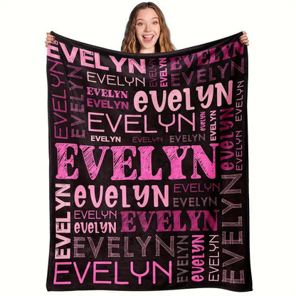 Custom Name Flannel Blanket - Contemporary Style, All-Season