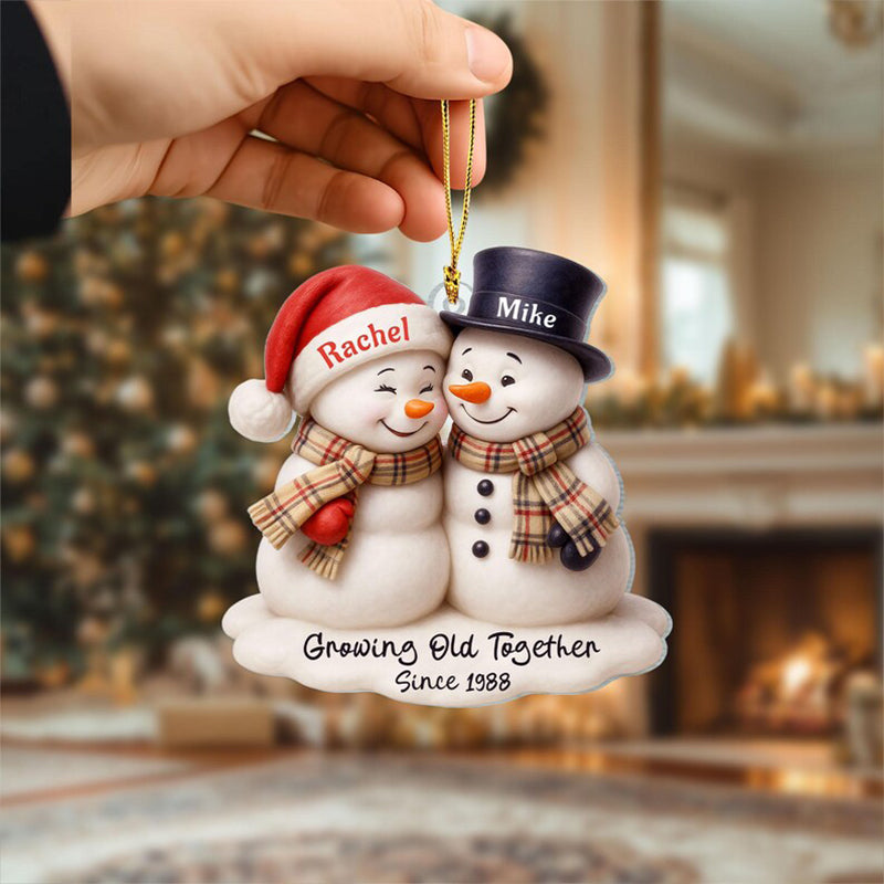 Custom Snowman Couple Ornament, Christmas Gift For Couple