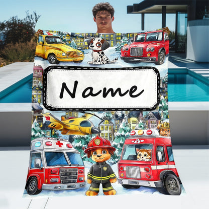 Personalized Fire Rescue Blanket Custom Name/Text