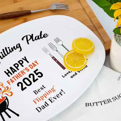 Personalized Grilling Plate for Daddy, Fathers Day Gift from Kids