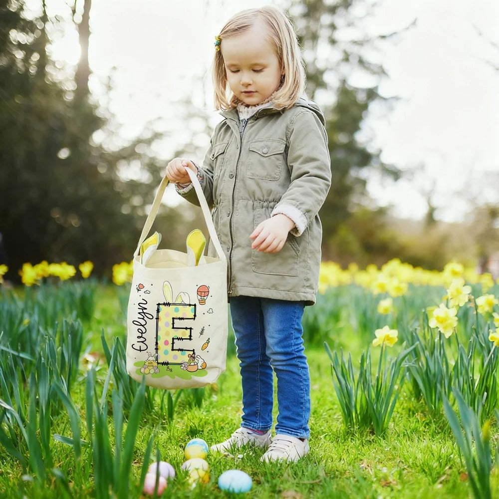 Personalized Easter Bunny Carrot Eggs Large Capacity Basket