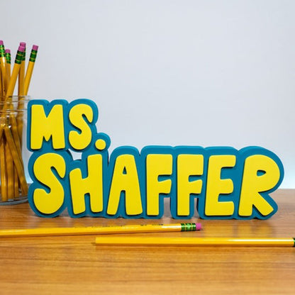 Teacher Name Plate for Desk, Multicolor Teacher Name Sign