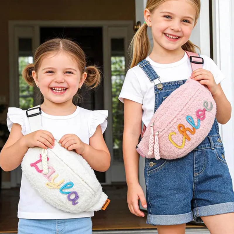 Personalized Plush Waist bag,Kids Crossbody Bag,Custom Crochet Name