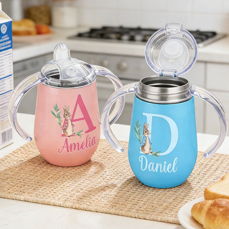Personalized Easter Bunny 10 oz Insulated Sippy Cup with Name