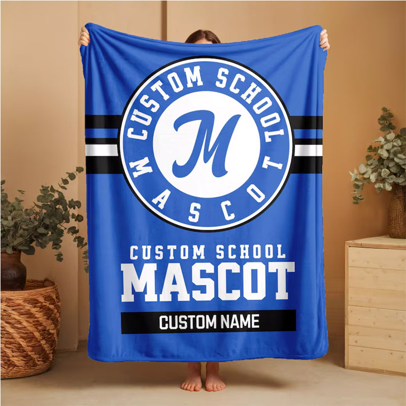 Custom Team Blanket, School Sport Team Logo Personalized Blanket With Name