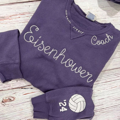 Football Sweatshirt, Sports Mom Sweatshirt, Embroidered Neck Shirt