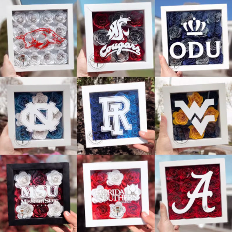 Flower Shadow Box - College Logo Graduation Gifts