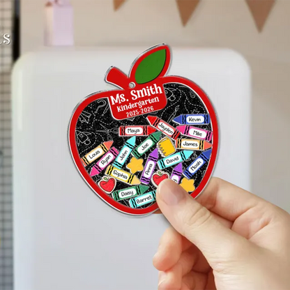 Personalized Teacher Apple Magnet With Students Name, Thank You Teacher Gift