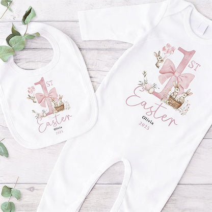 Personalized 1st Easter Sleepsuit: Cotton Baby Grow