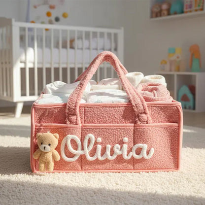 Personalized Knit Diaper Caddy Organizer