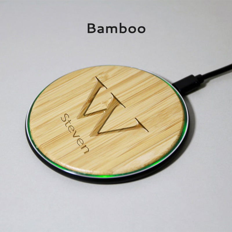 Personalized Name & Logo Wooden Wireless Charger Station