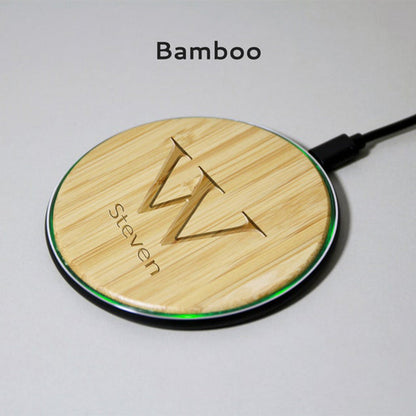 Personalized Name & Logo Wooden Wireless Charger Station