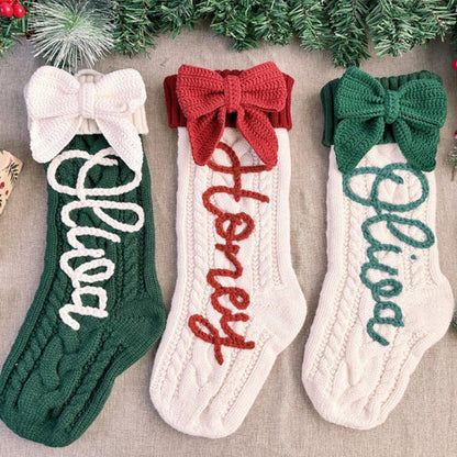 Cute Bow Personalized Christmas Stocking