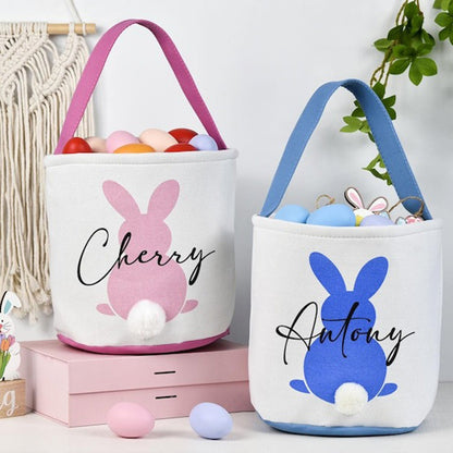 Kids Egg Hunt Bags, Personalized Easter Basket, Custom Name Bunny Basket