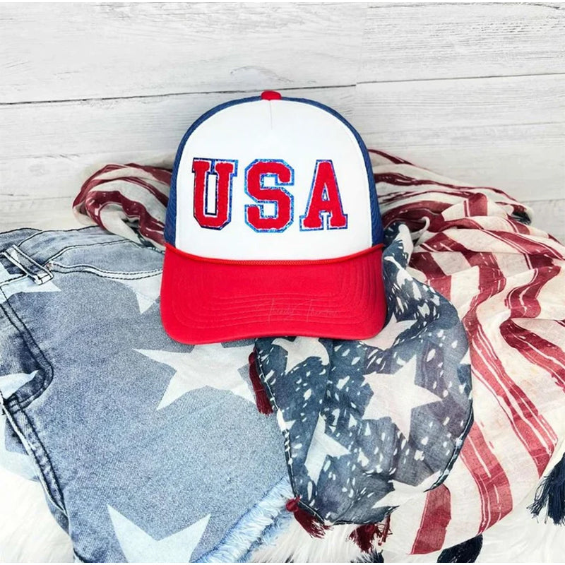 USA Patriotic Trucker Hat, Mesh Baseball Hat