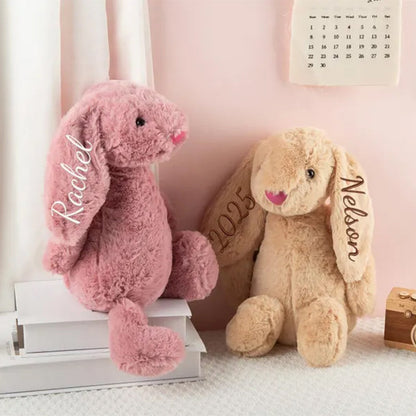 Personalized Easter Embroidered Plush Bunny Toy, Custom Newborn Gift