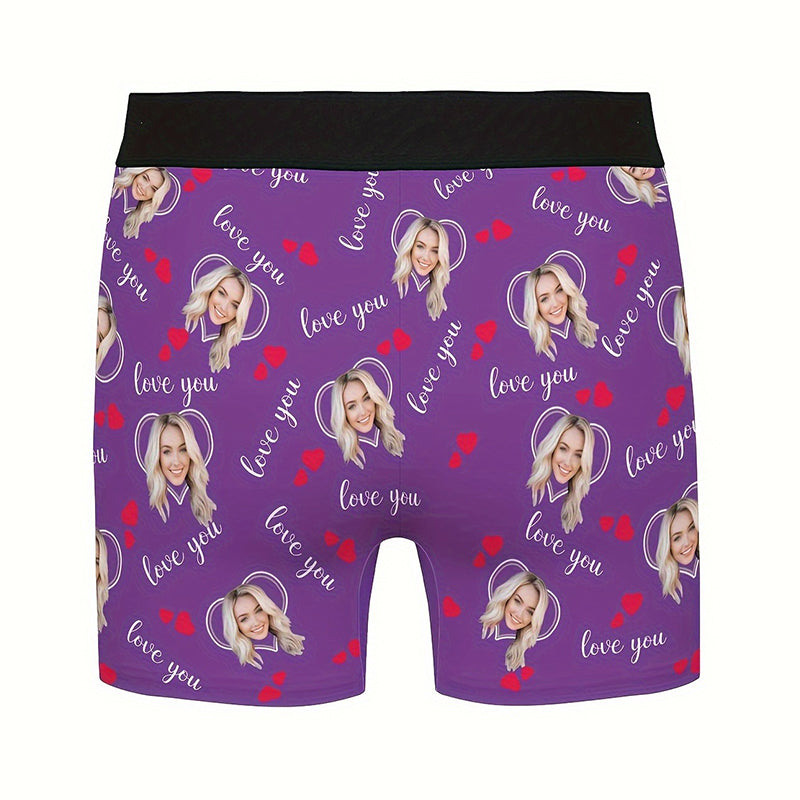 Custom Photo Print Boxer Briefs, High-Elastic Polyester