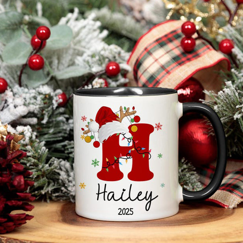 Custom Initial Name Mug, Personalized Christmas Mug, Xmas Gifts Idea