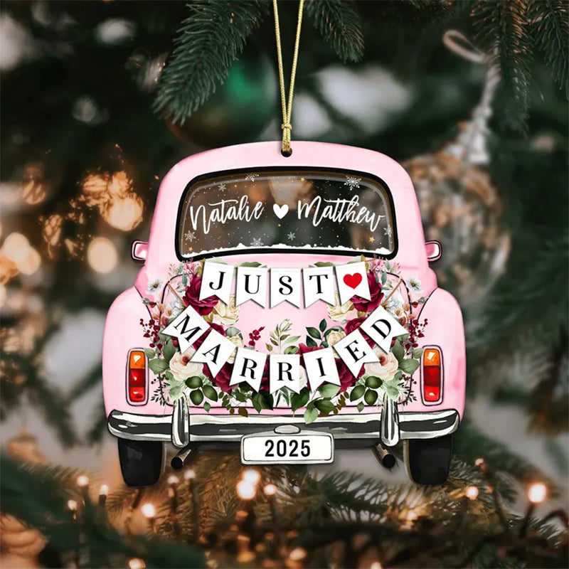 Personalized Just Married Car Ornament,