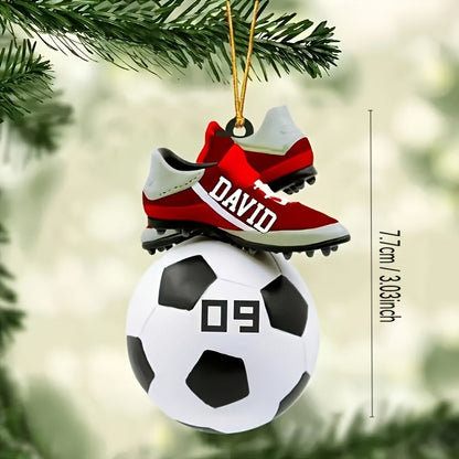 Personalized Soccer Christmas Ornament - Custom Name & Number
