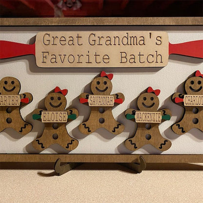 Personalized Gingerbread Family Wood Sign, Gingerbread grandchildren
