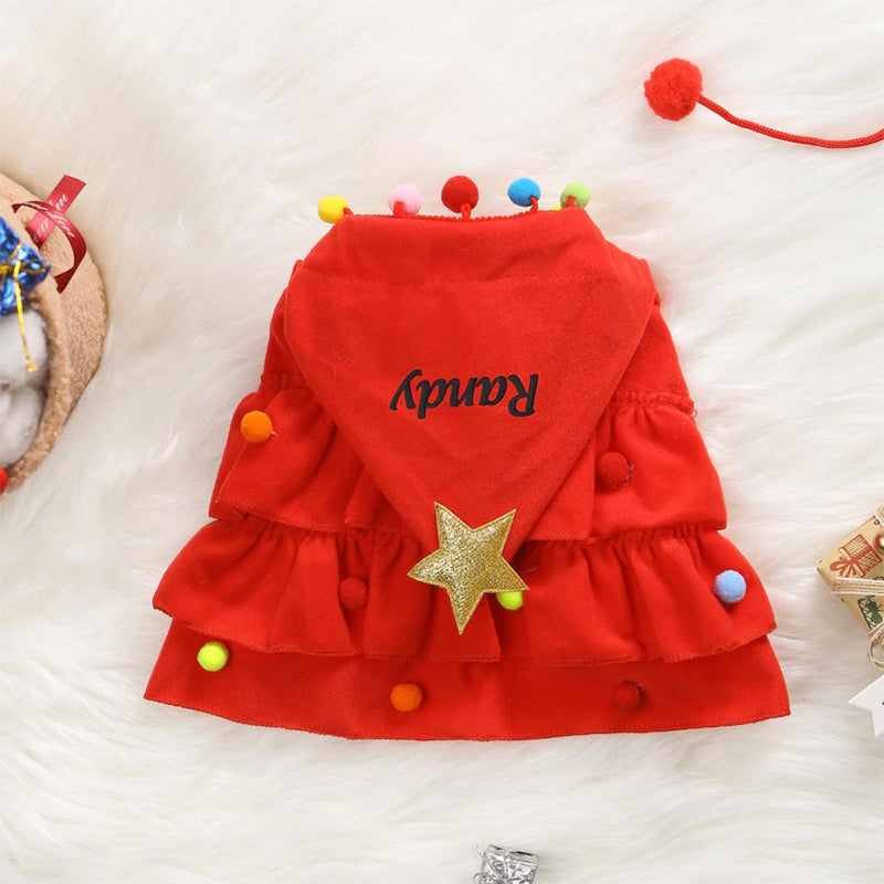 Personalized Christmas Pet Name Cape, Dog Clothes, Christmas tree Cape