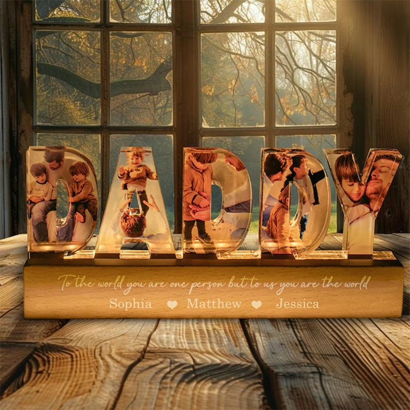 Daddy To Us You Are The World Photo Collage Personalized LED Night Light