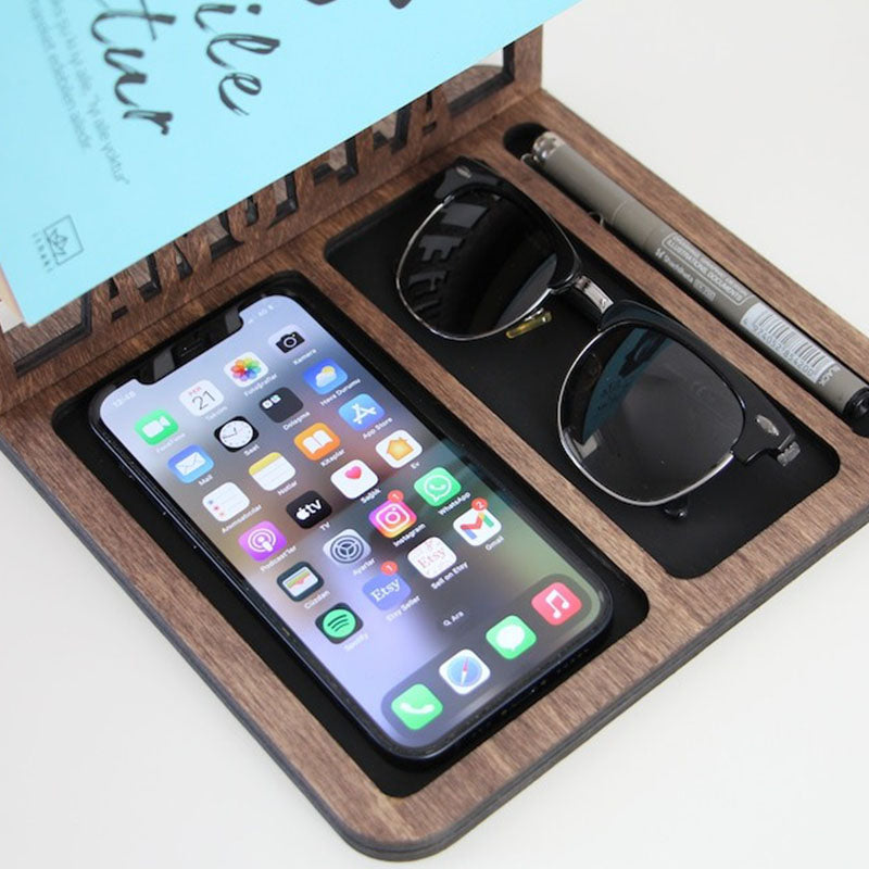 Personalized Book Holder, Custom Book Stand, Personalized Docking Station Men, Gift for Men
