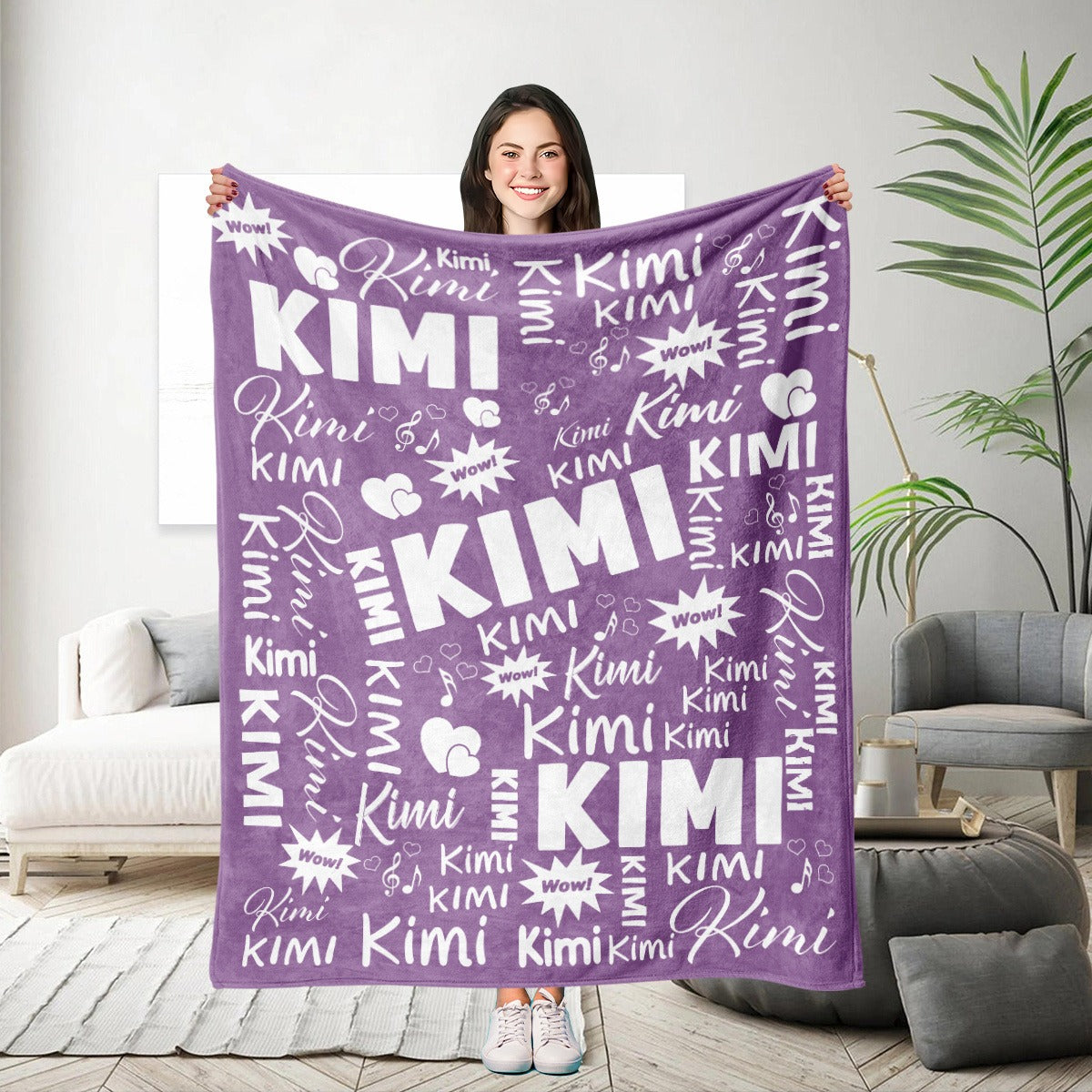 Customized Name Throw Blanket, Personalized Soft Flannel Fleece