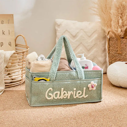Personalized Knit Diaper Caddy Organizer
