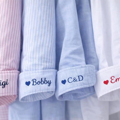 Button Down With Embroidered Cuff Detail, Button Down For Bridal Party
